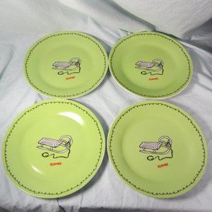 FOUR sliders plates green sled C.R. Gibson (w1836)